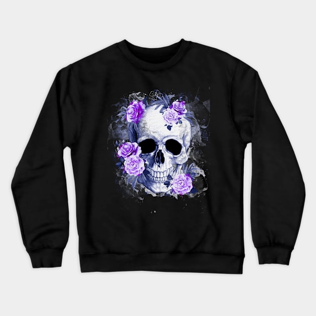 Sage Tribe Skull With roses Crewneck Sweatshirt by Collagedream